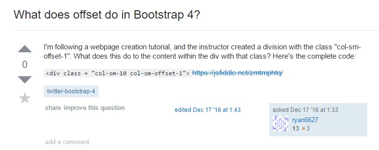 What does offset do in Bootstrap 4?