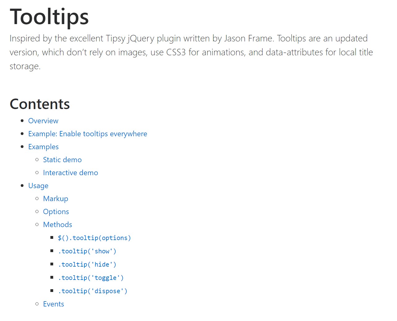 Bootstrap Tooltips  approved documentation