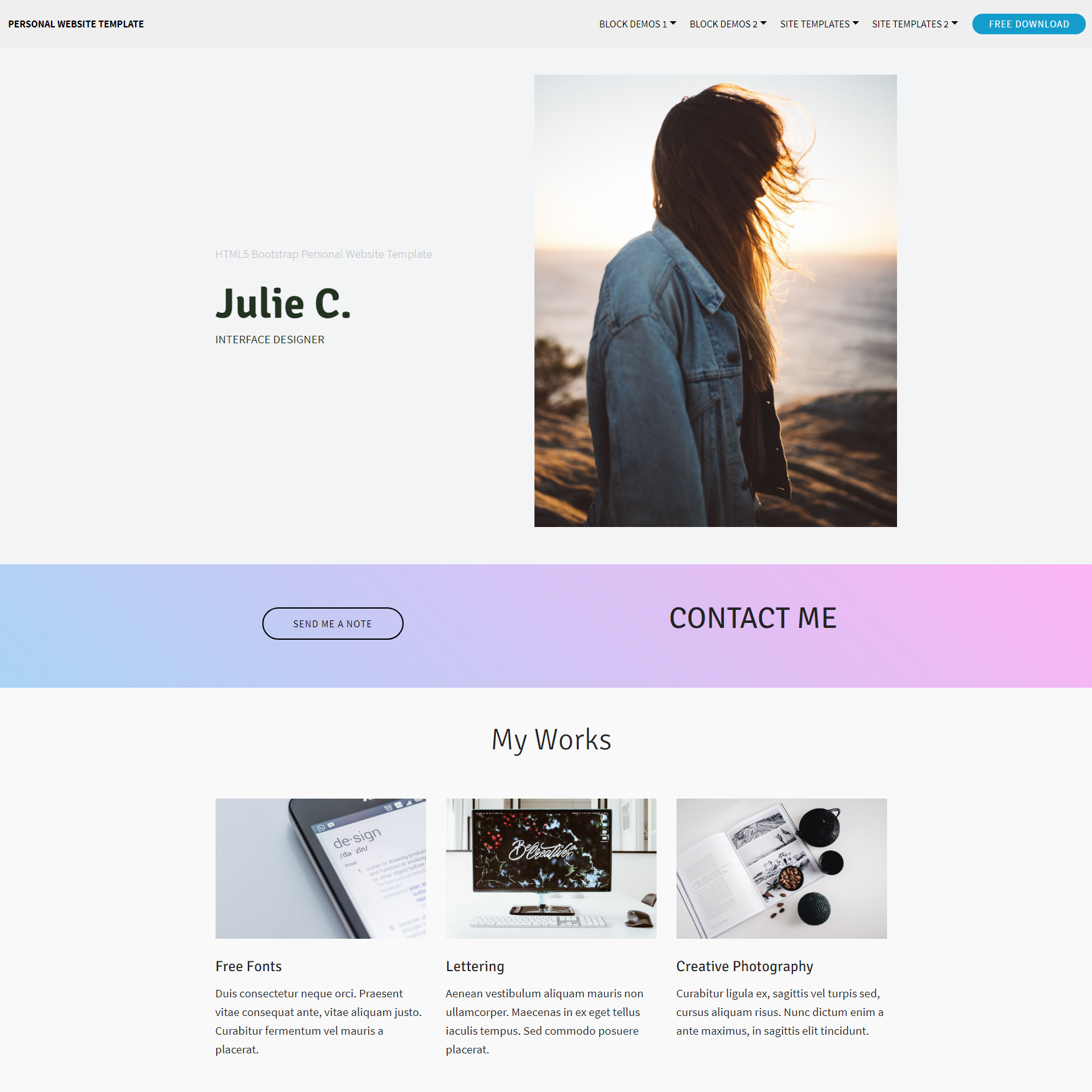 HTML Bootstrap Personal website Templates