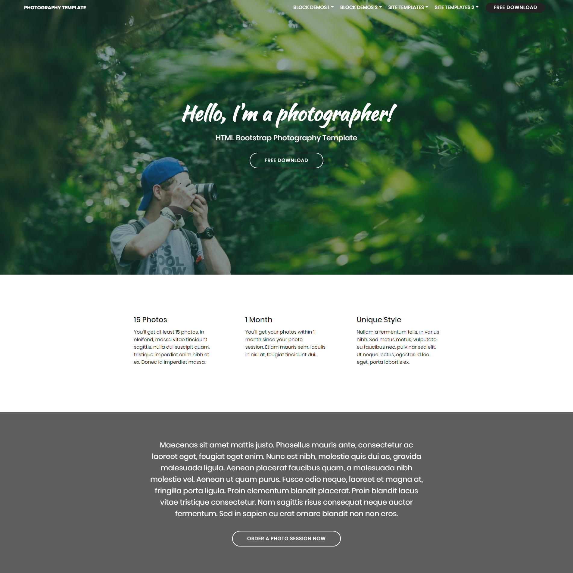 HTML5 Bootstrap Photography Themes