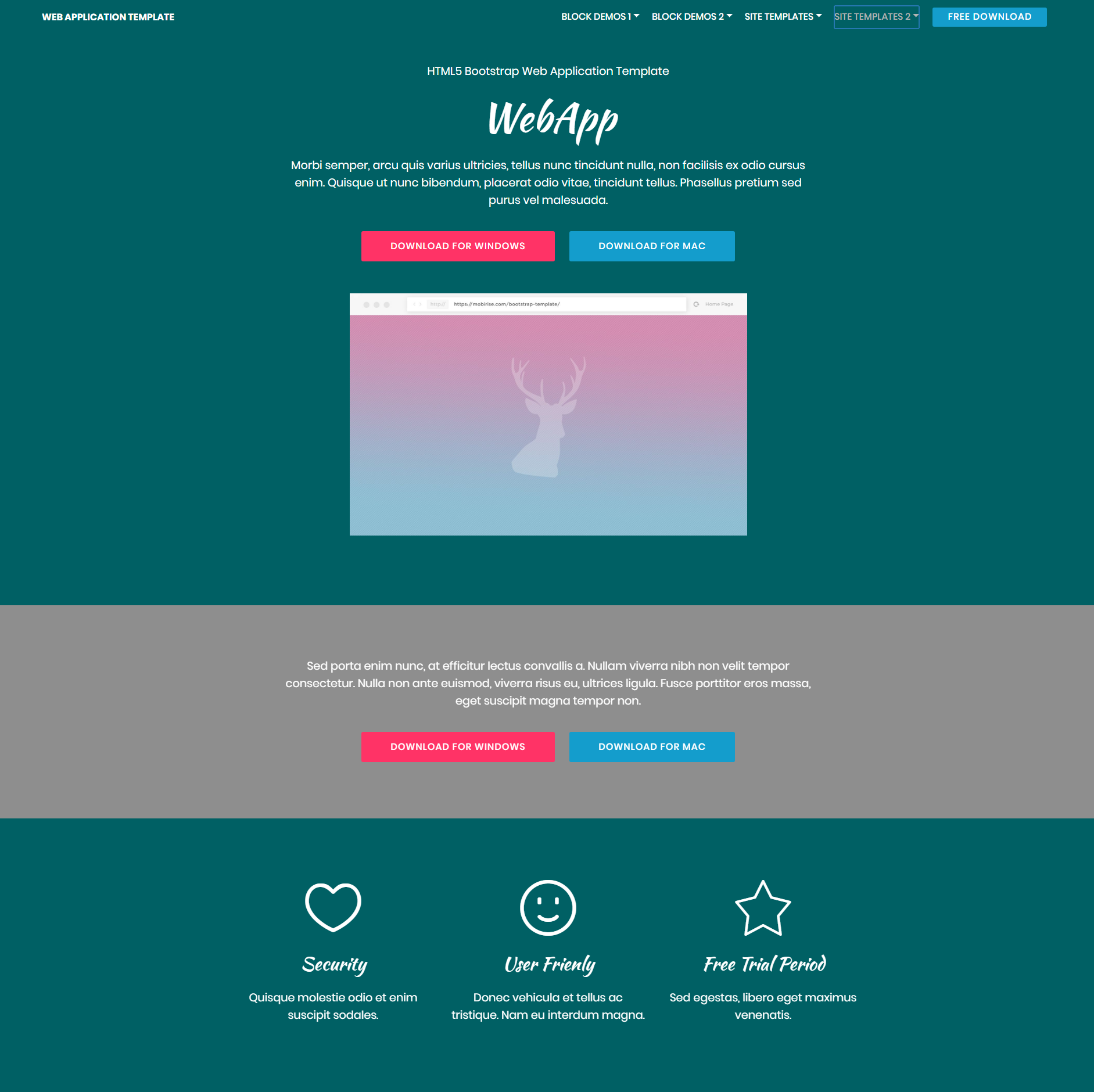 HTML Bootstrap Web application Templates